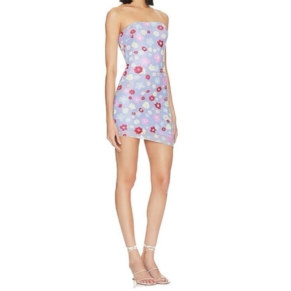 More To Come Purple Floral Strapless Bodycon Cocktail Dress Women’s Size Medium - Picture 1 of 8